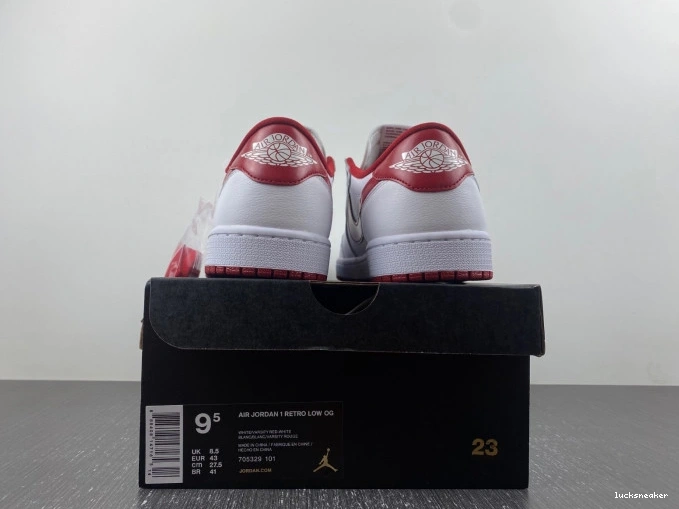 Rep LUCY Red Varsity 705329-101 Retro Low Jordan 1 White 0704